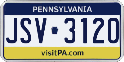 PA license plate JSV3120