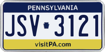 PA license plate JSV3121