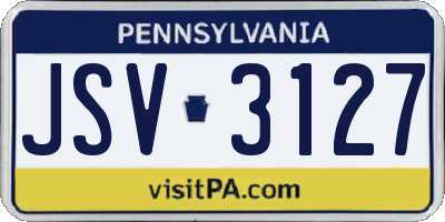 PA license plate JSV3127