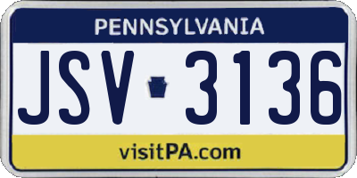 PA license plate JSV3136