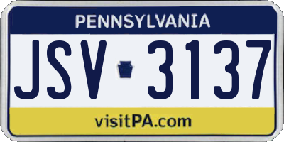 PA license plate JSV3137