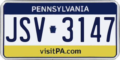 PA license plate JSV3147