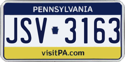 PA license plate JSV3163