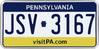 PA license plate JSV3167
