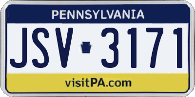 PA license plate JSV3171