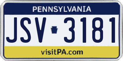 PA license plate JSV3181