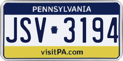 PA license plate JSV3194