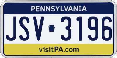 PA license plate JSV3196