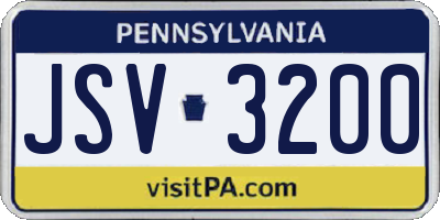 PA license plate JSV3200