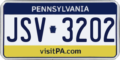 PA license plate JSV3202