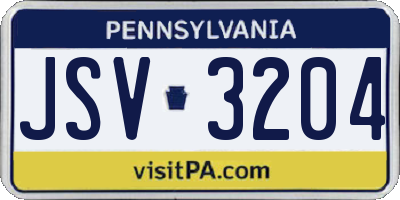 PA license plate JSV3204