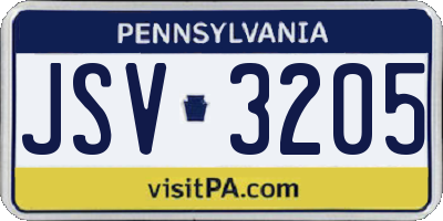 PA license plate JSV3205