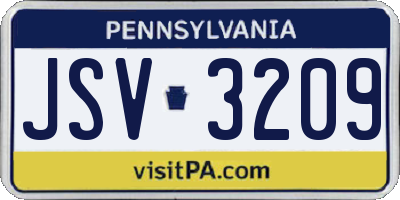 PA license plate JSV3209