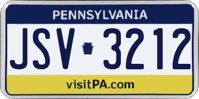PA license plate JSV3212