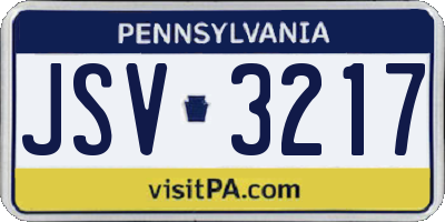 PA license plate JSV3217