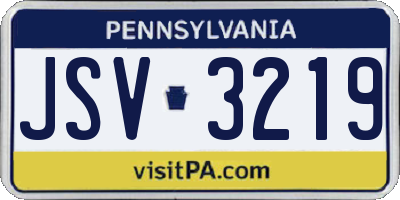 PA license plate JSV3219