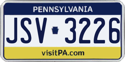 PA license plate JSV3226