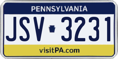 PA license plate JSV3231