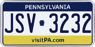 PA license plate JSV3232