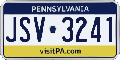 PA license plate JSV3241
