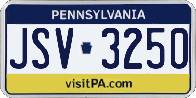 PA license plate JSV3250