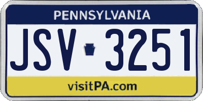 PA license plate JSV3251