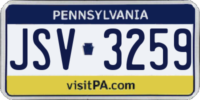 PA license plate JSV3259
