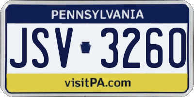 PA license plate JSV3260