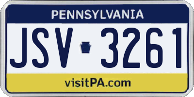 PA license plate JSV3261