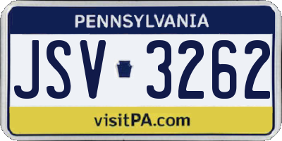 PA license plate JSV3262