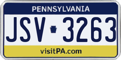PA license plate JSV3263