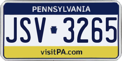 PA license plate JSV3265