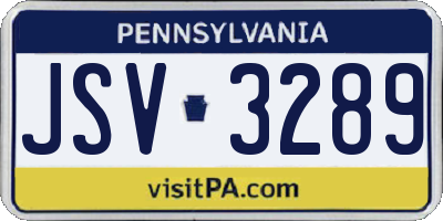 PA license plate JSV3289