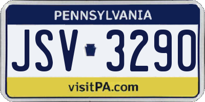 PA license plate JSV3290