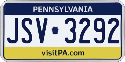 PA license plate JSV3292