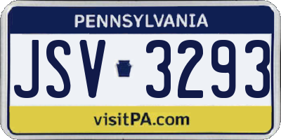 PA license plate JSV3293
