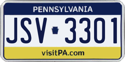 PA license plate JSV3301