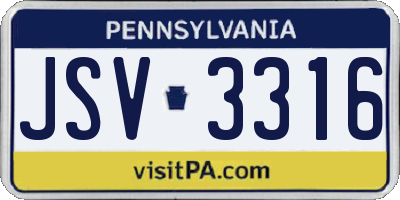 PA license plate JSV3316