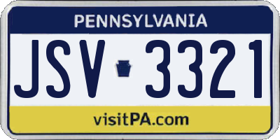 PA license plate JSV3321