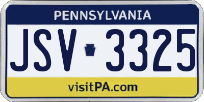 PA license plate JSV3325