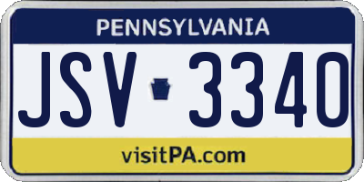 PA license plate JSV3340