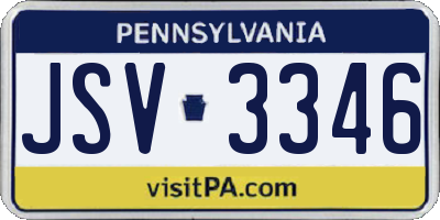 PA license plate JSV3346