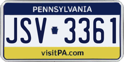 PA license plate JSV3361