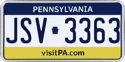 PA license plate JSV3363