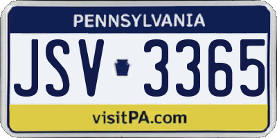 PA license plate JSV3365