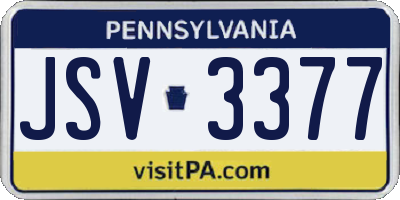 PA license plate JSV3377
