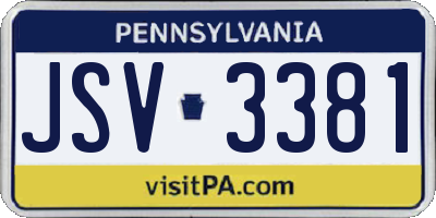 PA license plate JSV3381