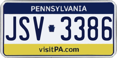 PA license plate JSV3386