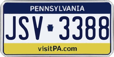 PA license plate JSV3388