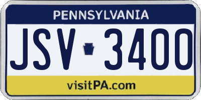 PA license plate JSV3400
